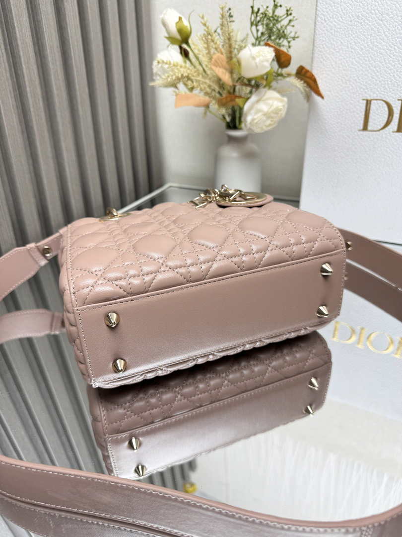 Small Lady Dior Bag M0531 Pink Cannage Lambskin - Default Title - View 5