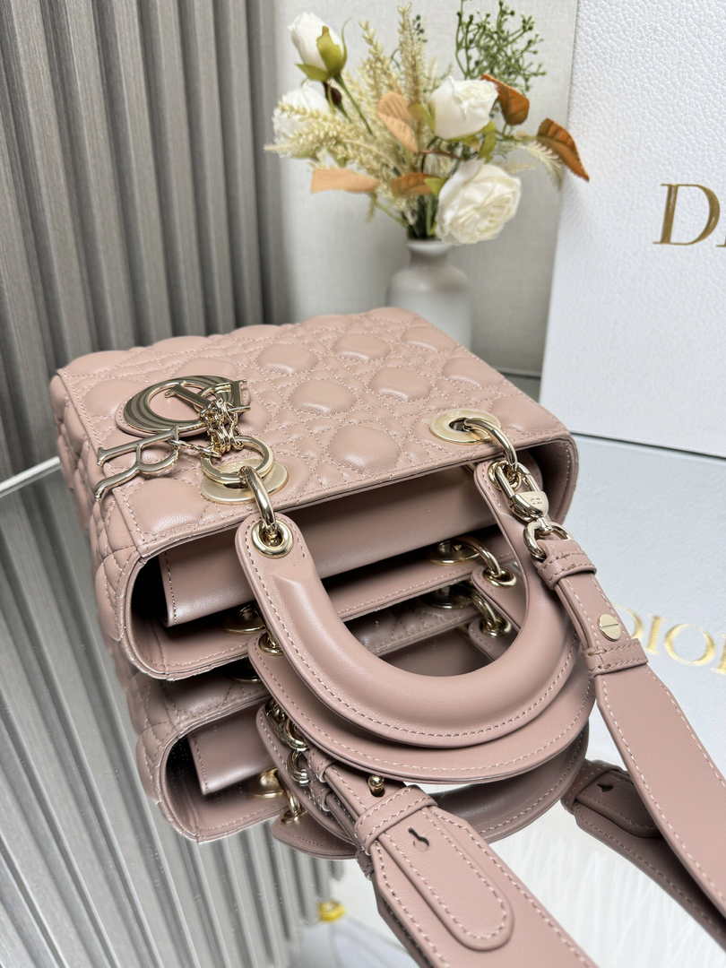 Small Lady Dior Bag M0531 Pink Cannage Lambskin - Default Title - View 6
