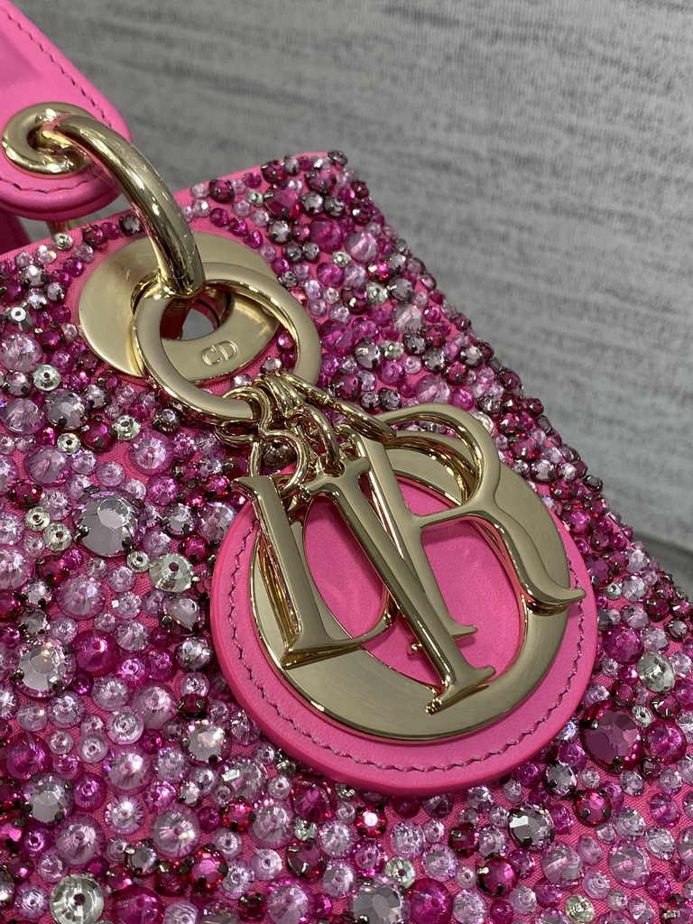 Small Lady Dior Bag M0531 Plum Calfskin Bead - Default Title - View 4