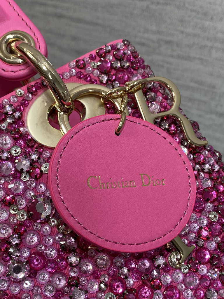 Small Lady Dior Bag M0531 Plum Calfskin Bead - Default Title - View 5