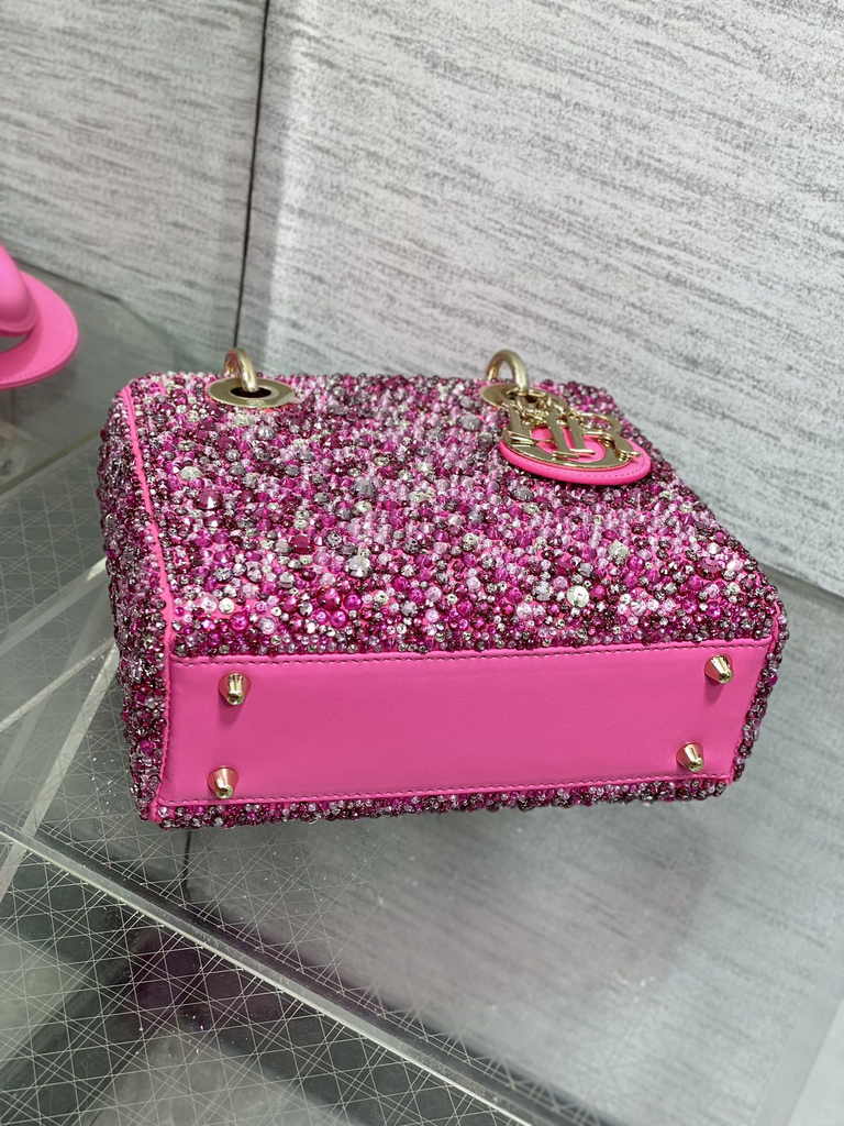 Small Lady Dior Bag M0531 Plum Calfskin Bead - Default Title - View 8