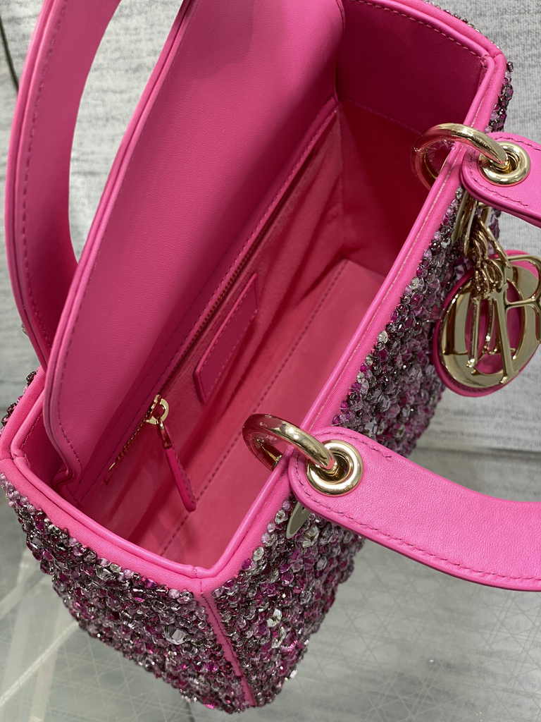 Small Lady Dior Bag M0531 Plum Calfskin Bead - Default Title - View 9
