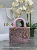 Small Lady Dior Bag M0531 Pink Calfskin Bead - Default Title - View 1