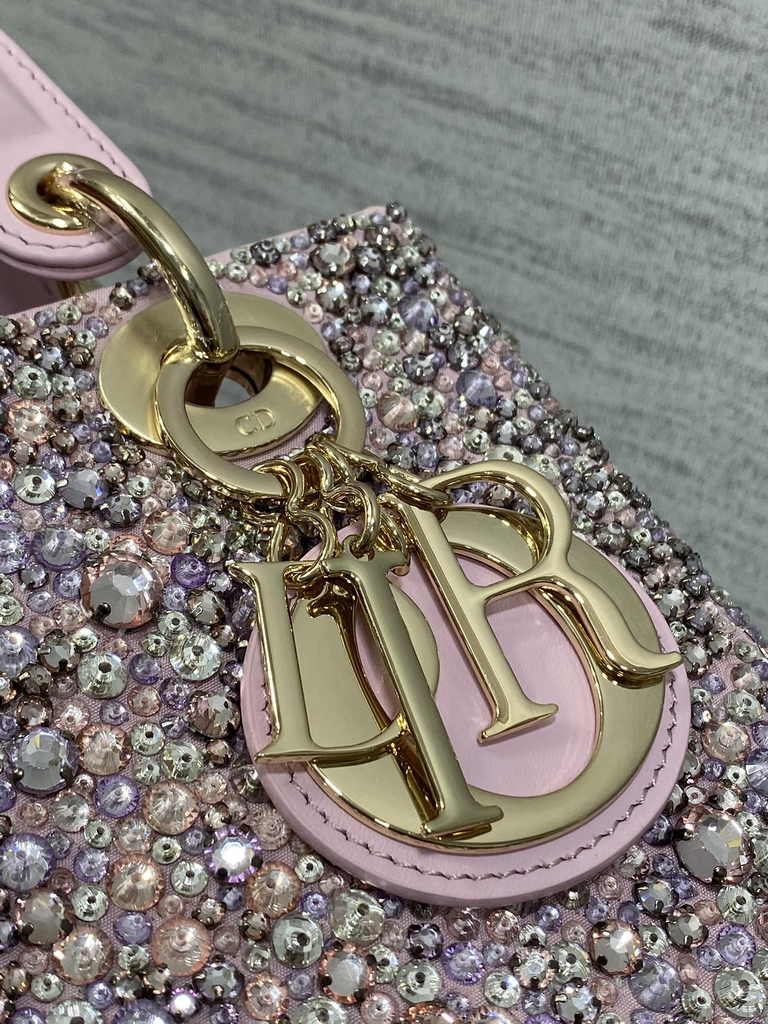 Small Lady Dior Bag M0531 Pink Calfskin Bead - Default Title - View 4