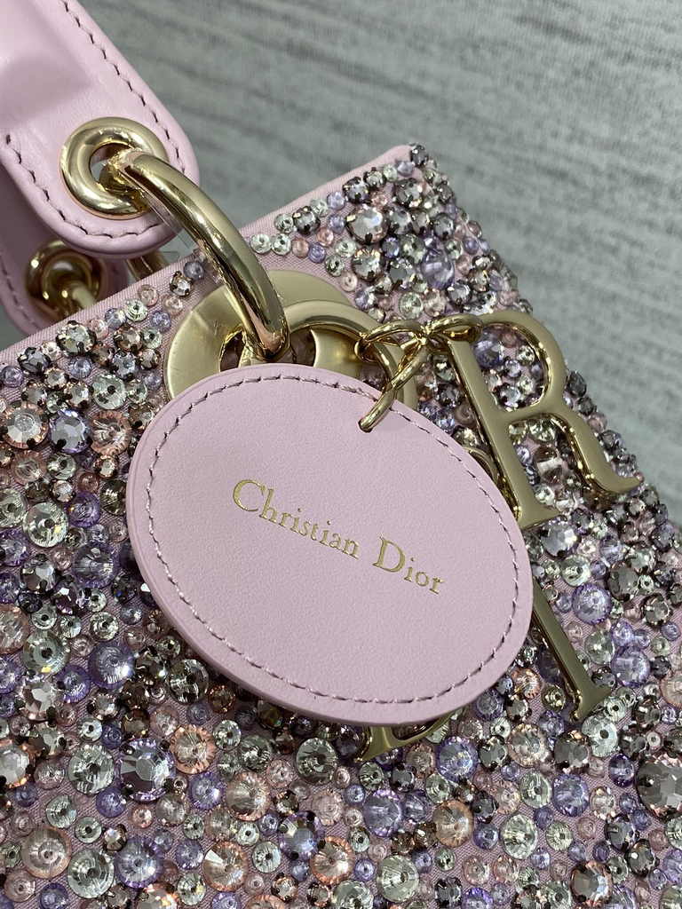 Small Lady Dior Bag M0531 Pink Calfskin Bead - Default Title - View 5