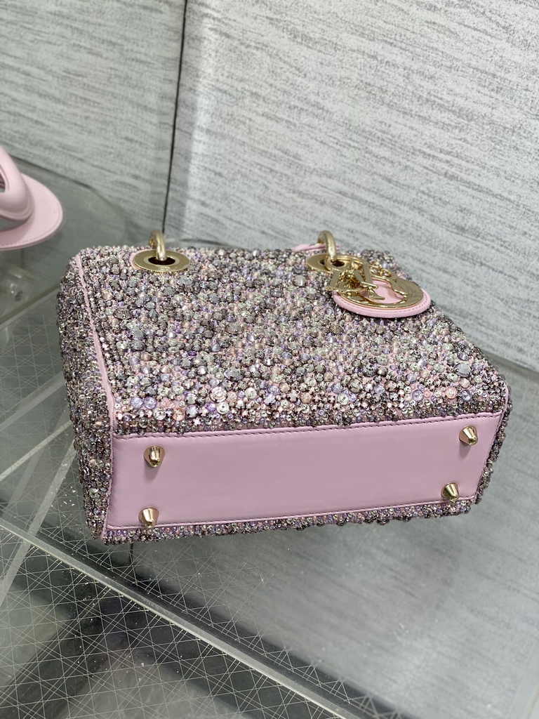 Small Lady Dior Bag M0531 Pink Calfskin Bead - Default Title - View 8