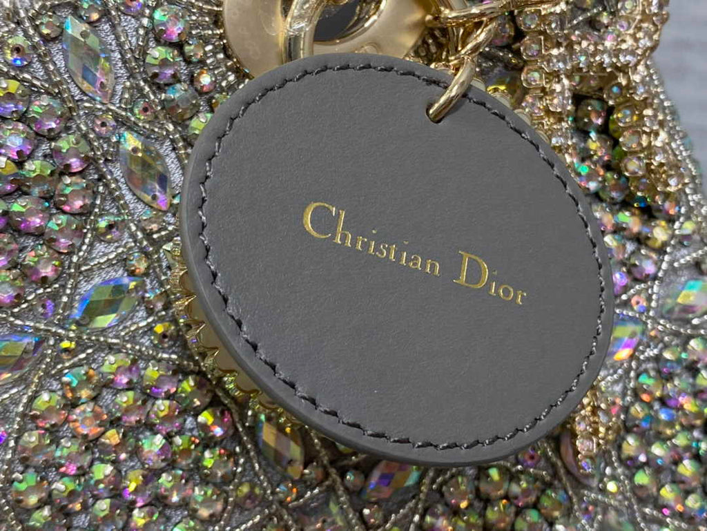 Small Lady Dior Bag M0531 Gray Calfskin - Default Title - View 9