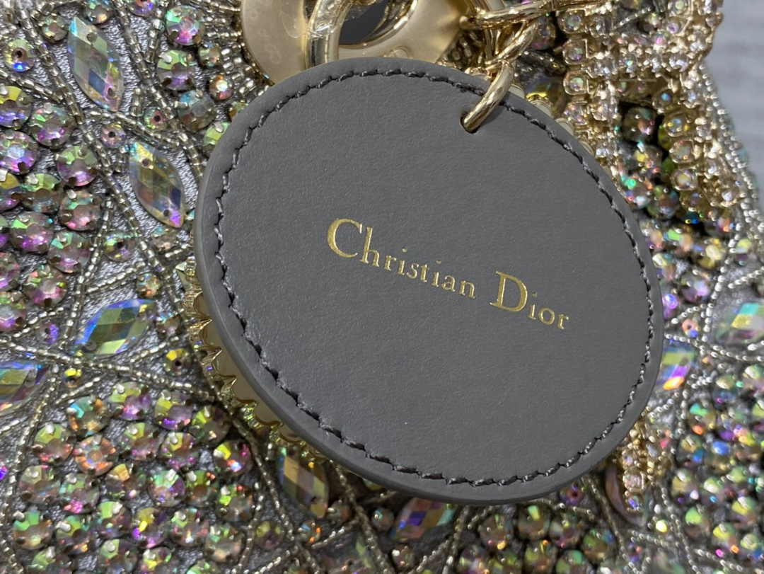 Small Lady Dior Bag M0531 Gray Calfskin - Default Title - View 9
