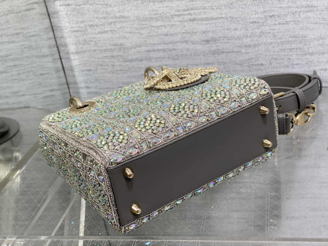 Small Lady Dior Bag M0531 Gray Calfskin - Default Title - View 4