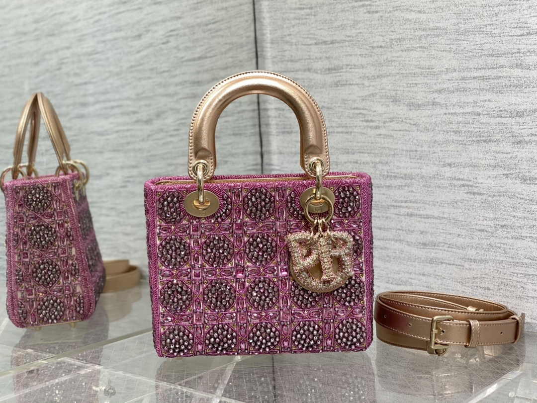 Small Lady Dior Bag M0531 Purple Calfskin - Default Title - View 1