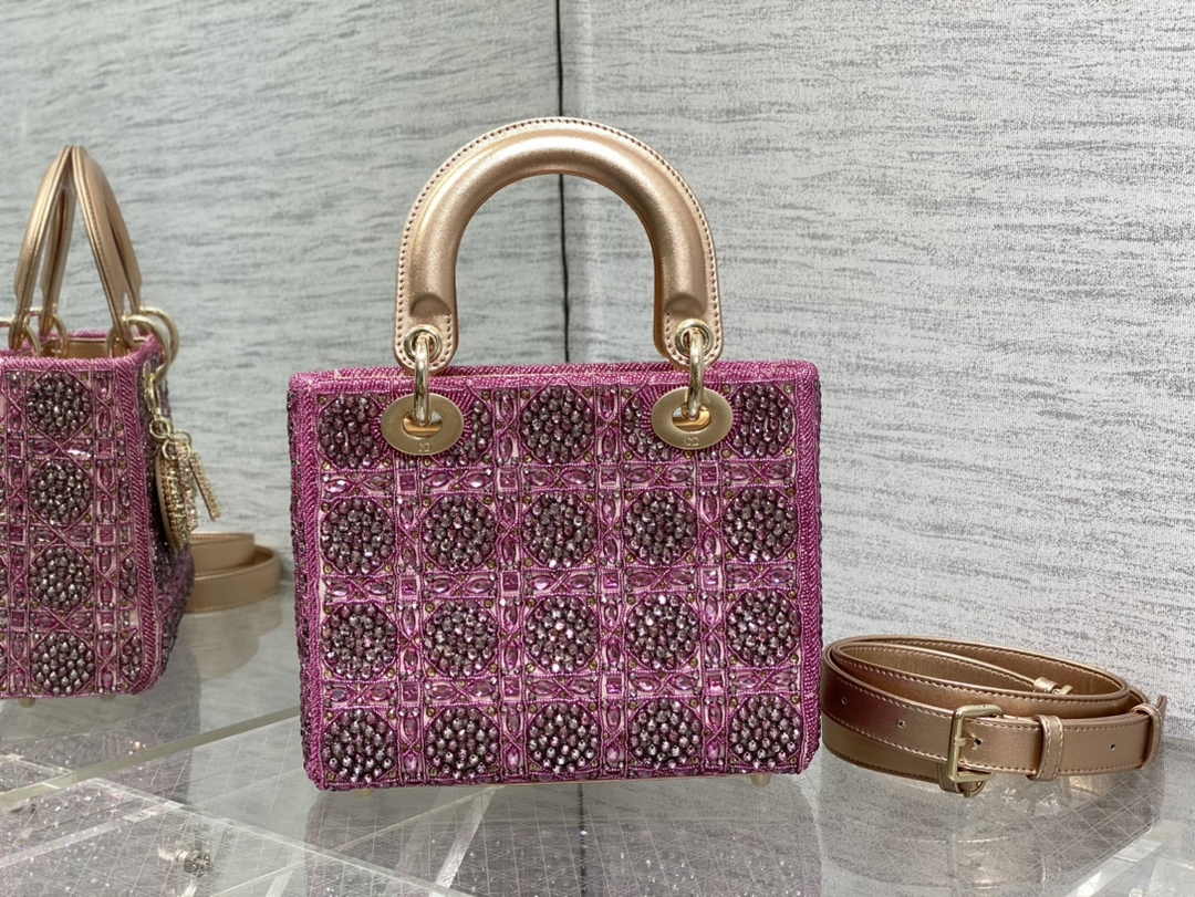 Small Lady Dior Bag M0531 Purple Calfskin - Default Title - View 3