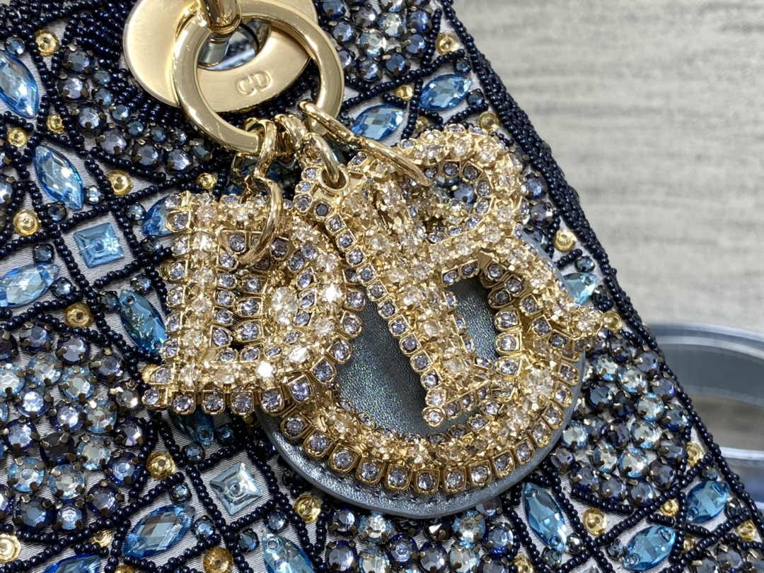 Small Lady Dior Bag M0531 Blue Calfskin - Default Title - View 8