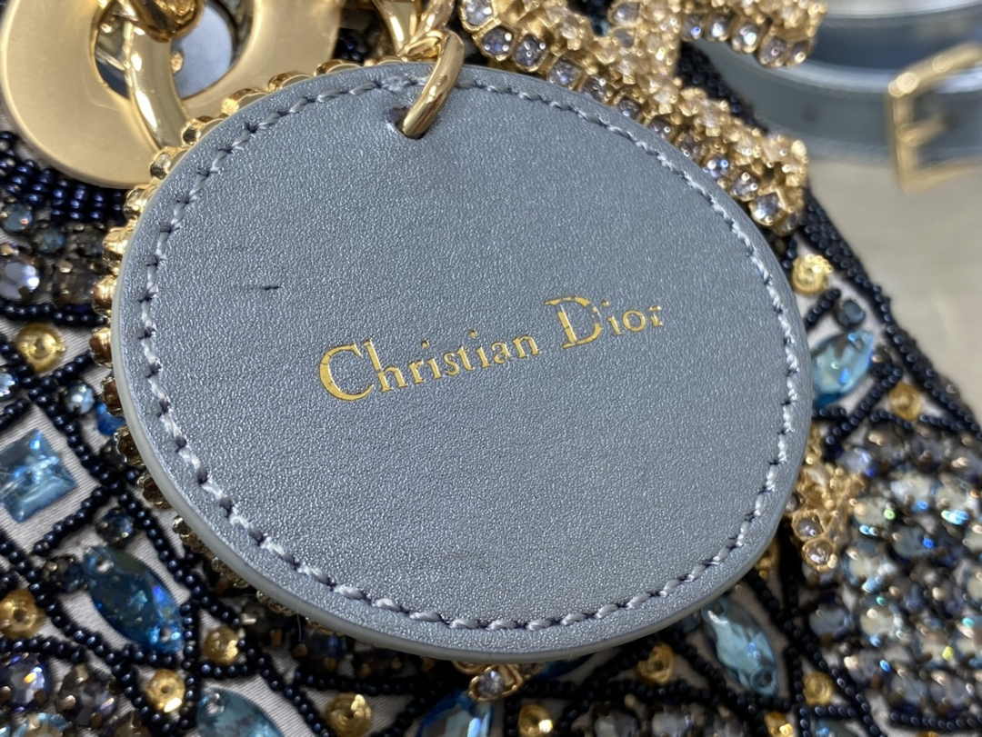 Small Lady Dior Bag M0531 Blue Calfskin - Default Title - View 9