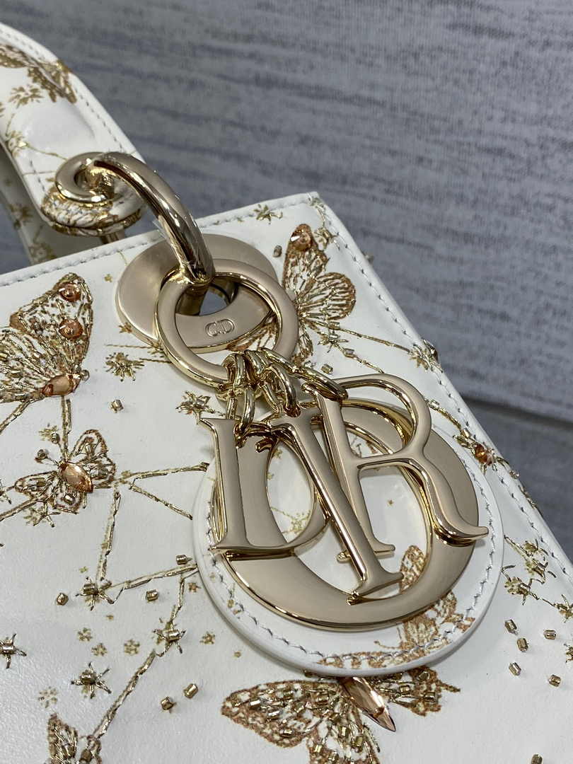 Small Lady Dior Bag M0531 White Calfskin M60 - Default Title - View 3