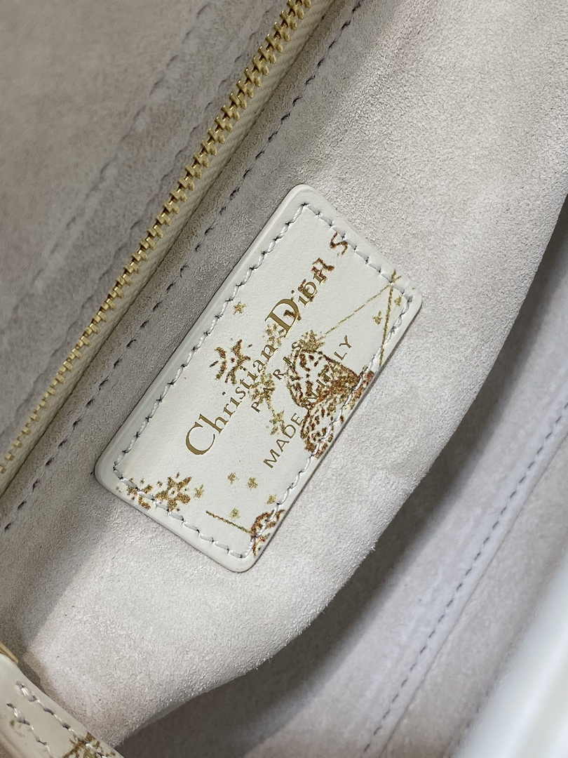 Small Lady Dior Bag M0531 White Calfskin M60 - Default Title - View 9
