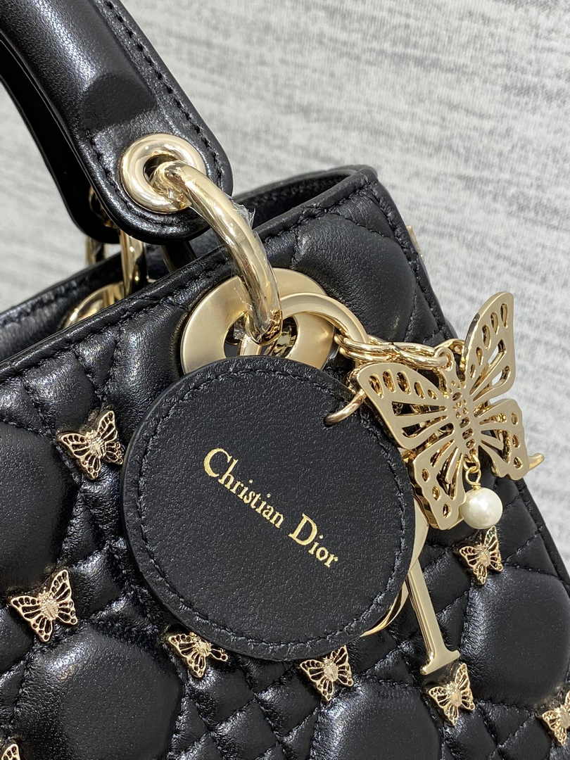 Small Lady Dior Bag M0538 Black Cannage Lambskin - Default Title - View 9