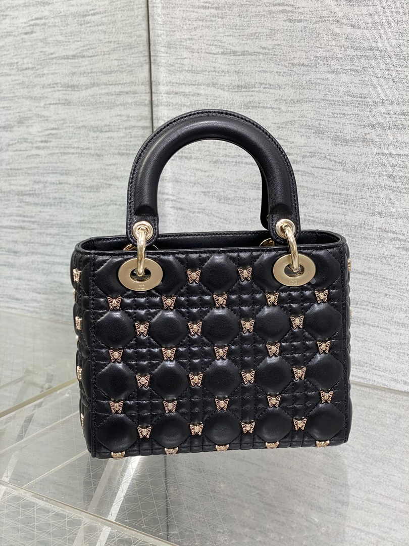 Small Lady Dior Bag M0538 Black Cannage Lambskin - Default Title - View 3