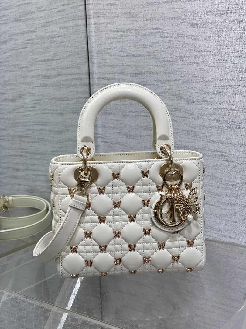 Small Lady Dior Bag M0538 White Cannage Lambskin - Default Title - View 2