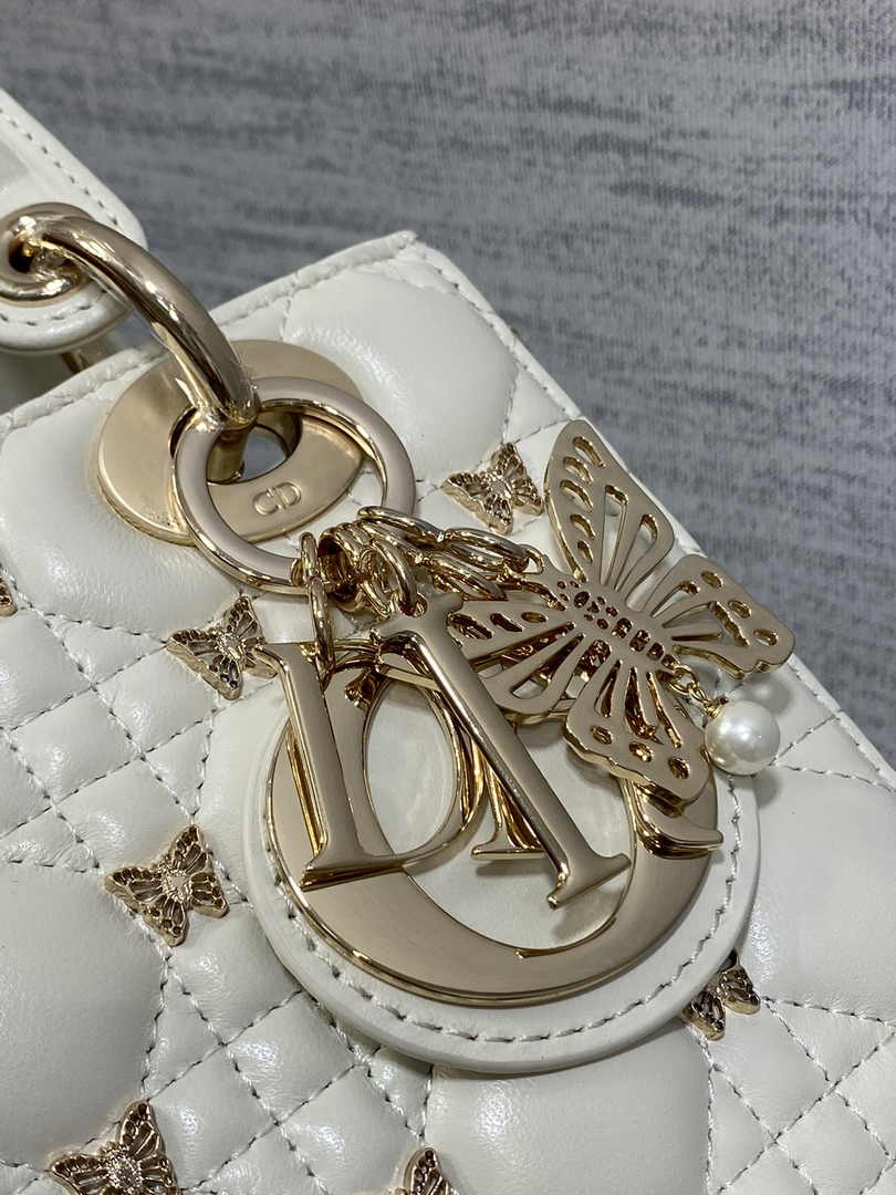 Small Lady Dior Bag M0538 White Cannage Lambskin - Default Title - View 8