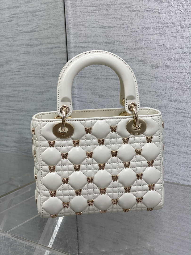 Small Lady Dior Bag M0538 White Cannage Lambskin - Default Title - View 3