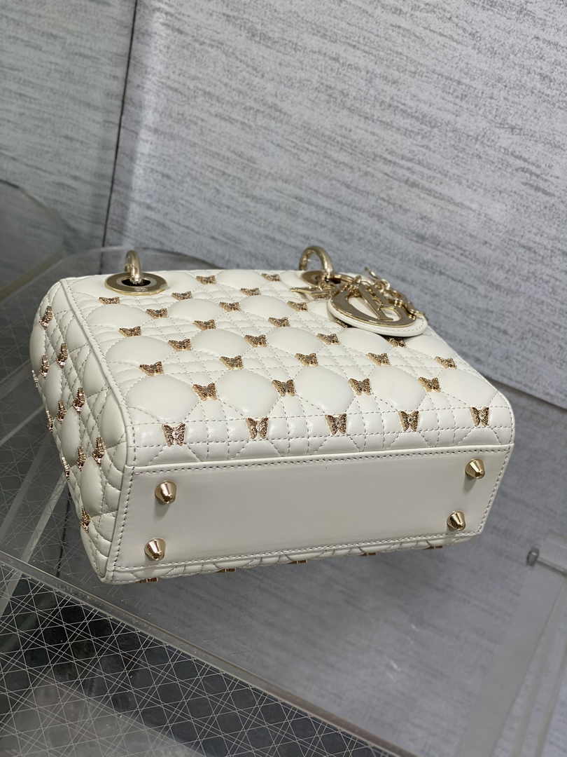 Small Lady Dior Bag M0538 White Cannage Lambskin - Default Title - View 4