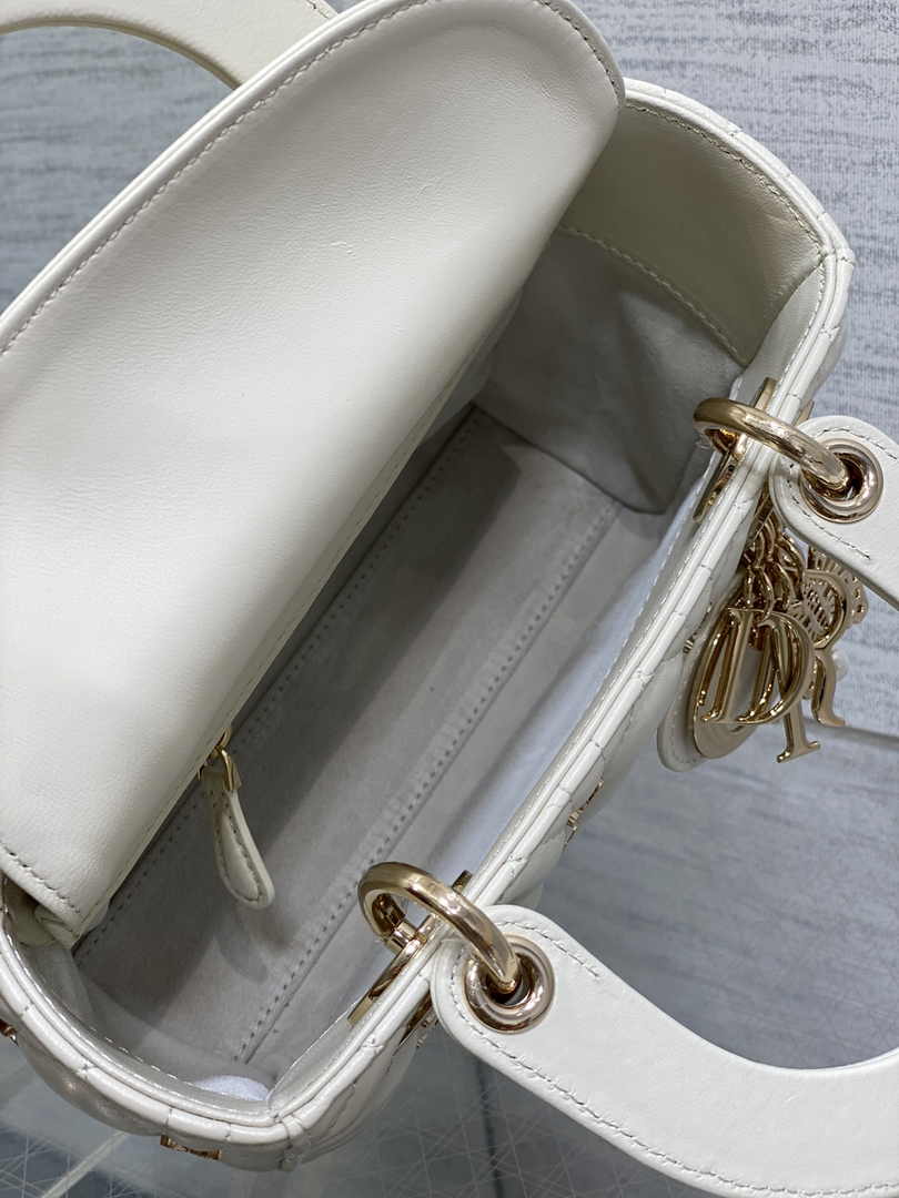 Small Lady Dior Bag M0538 White Cannage Lambskin - Default Title - View 6