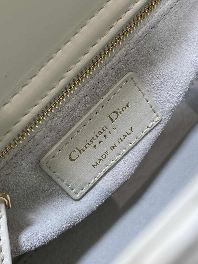 Small Lady Dior Bag M0538 White Cannage Lambskin - Default Title - View 7
