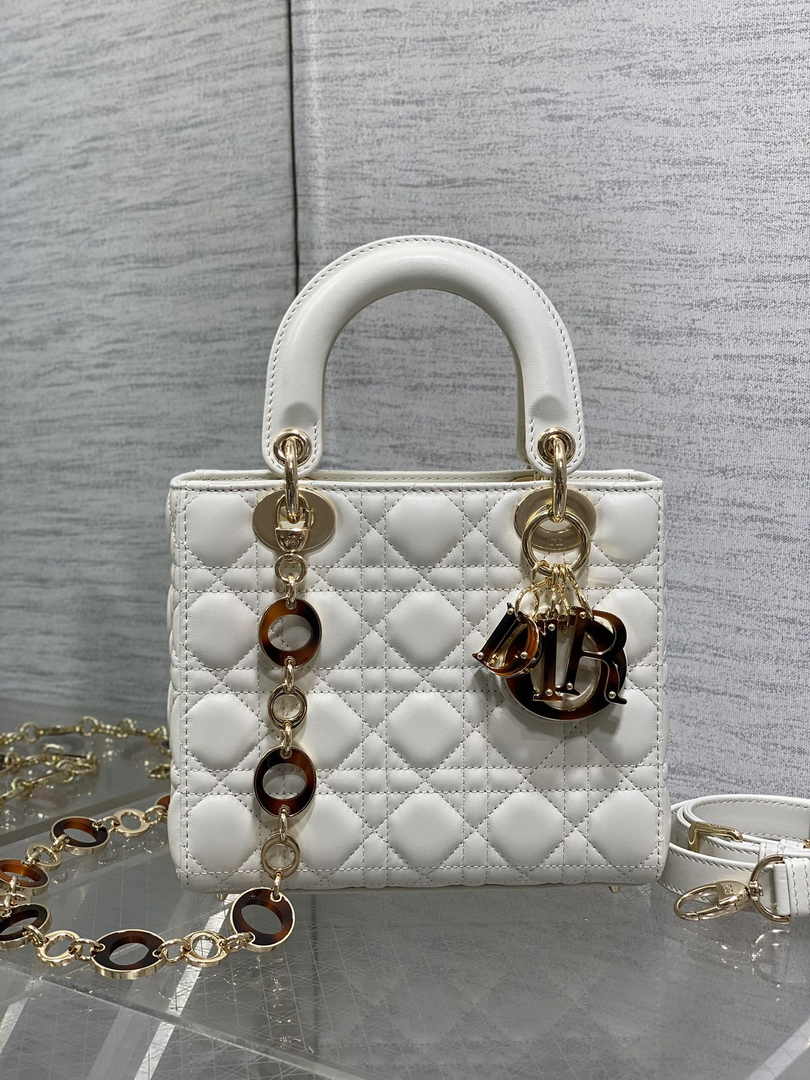 Small Lady Dior Bag M0618 White Cannage Lambskin - Default Title - View 3
