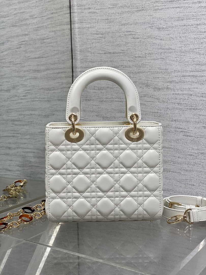 Small Lady Dior Bag M0618 White Cannage Lambskin - Default Title - View 6