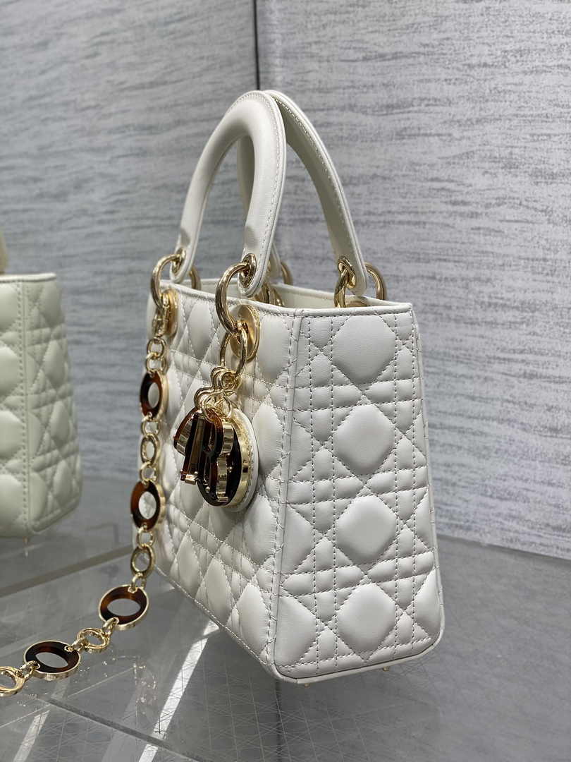 Small Lady Dior Bag M0618 White Cannage Lambskin - Default Title - View 7