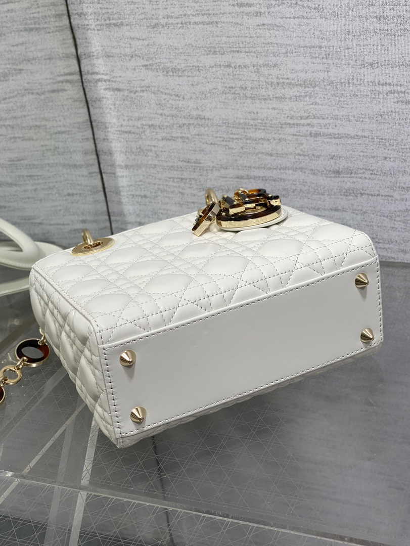 Small Lady Dior Bag M0618 White Cannage Lambskin - Default Title - View 8