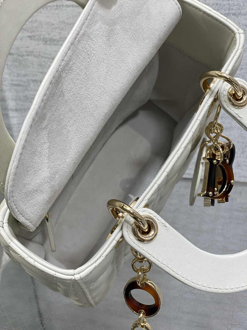 Small Lady Dior Bag M0618 White Cannage Lambskin - Default Title - View 9