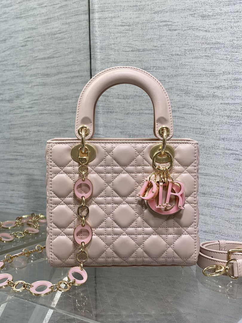 Small Lady Dior Bag M0618 Pink Cannage Lambskin - Default Title - View 3