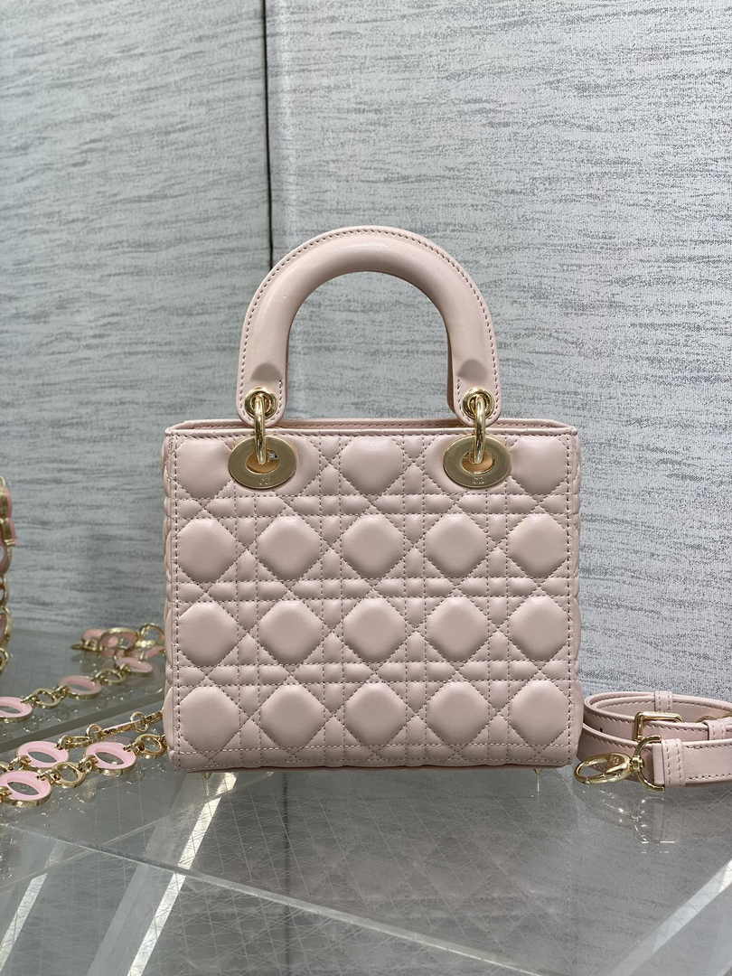 Small Lady Dior Bag M0618 Pink Cannage Lambskin - Default Title - View 6