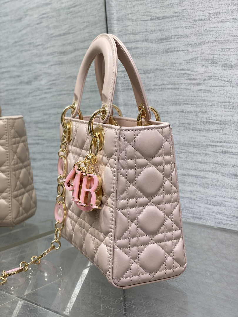 Small Lady Dior Bag M0618 Pink Cannage Lambskin - Default Title - View 7