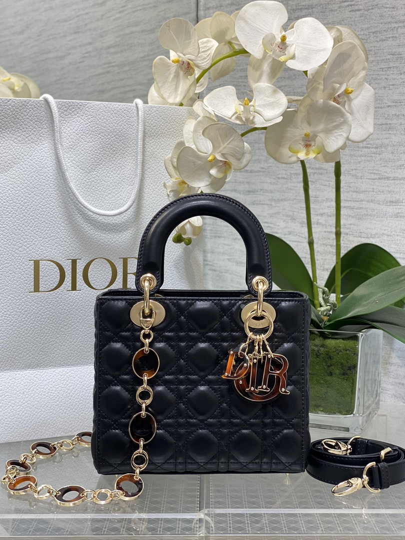 Small Lady Dior Bag M0618 Black Cannage Lambskin - Default Title - View 1
