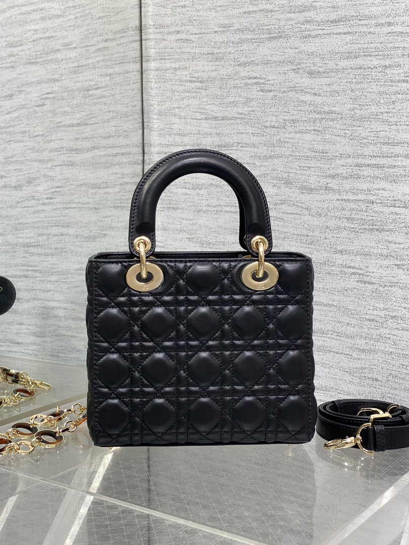 Small Lady Dior Bag M0618 Black Cannage Lambskin - Default Title - View 6