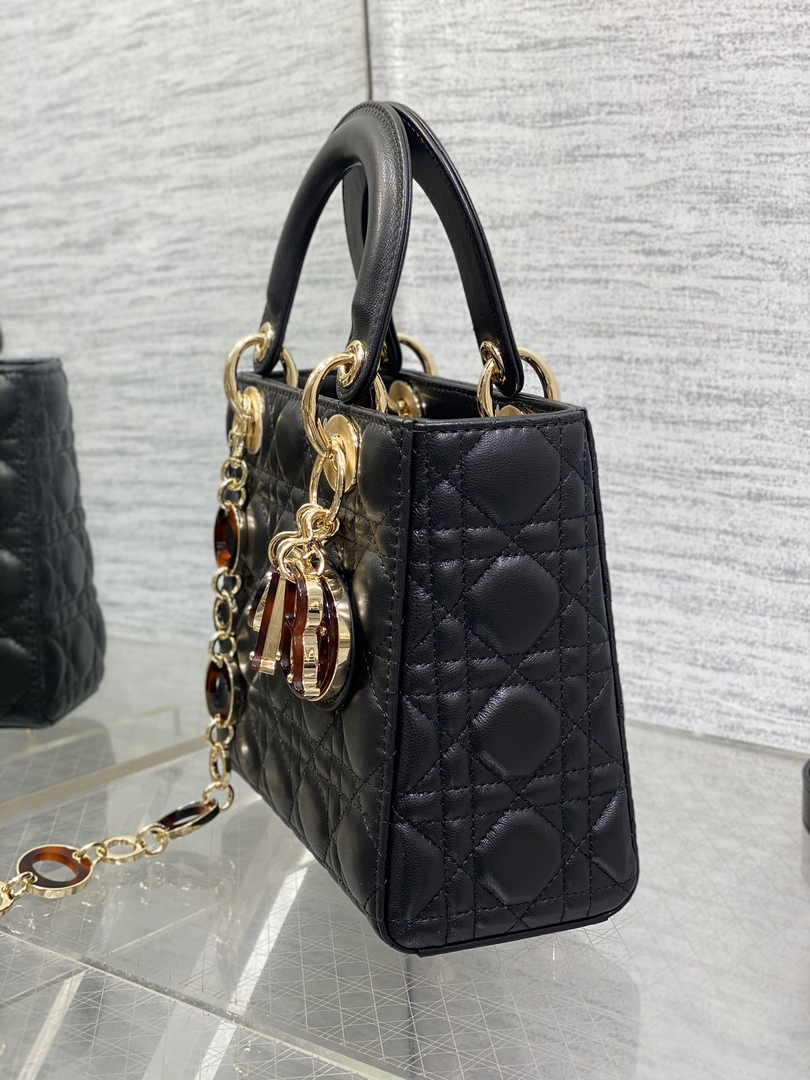 Small Lady Dior Bag M0618 Black Cannage Lambskin - Default Title - View 7