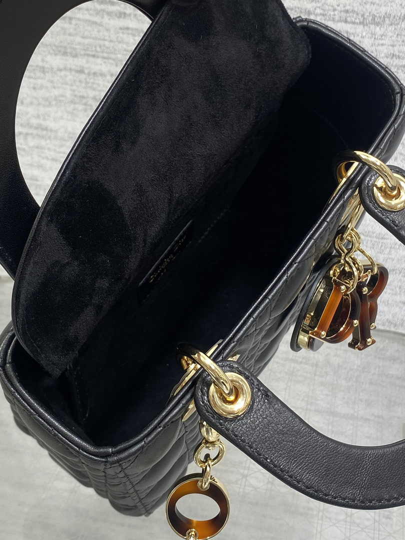 Small Lady Dior Bag M0618 Black Cannage Lambskin - Default Title - View 9