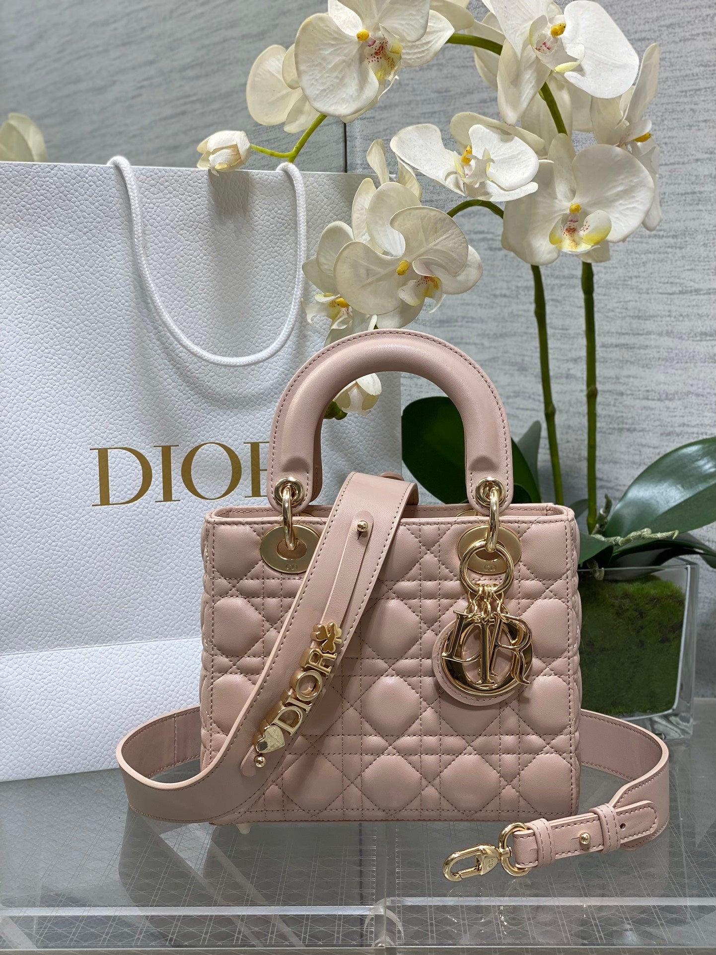 Small Lady Dior My ABCDior Bag M0538 Sand-Colored Cannage Lambskin - Default Title - View 1