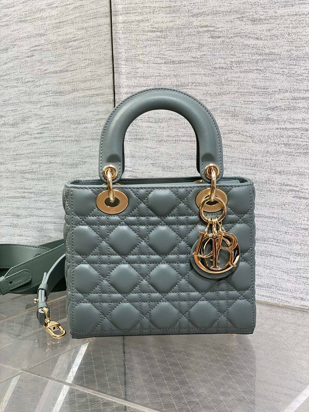 Small Lady Dior My ABCDior Bag M0538 Green Cannage Lambskin - Default Title - View 3
