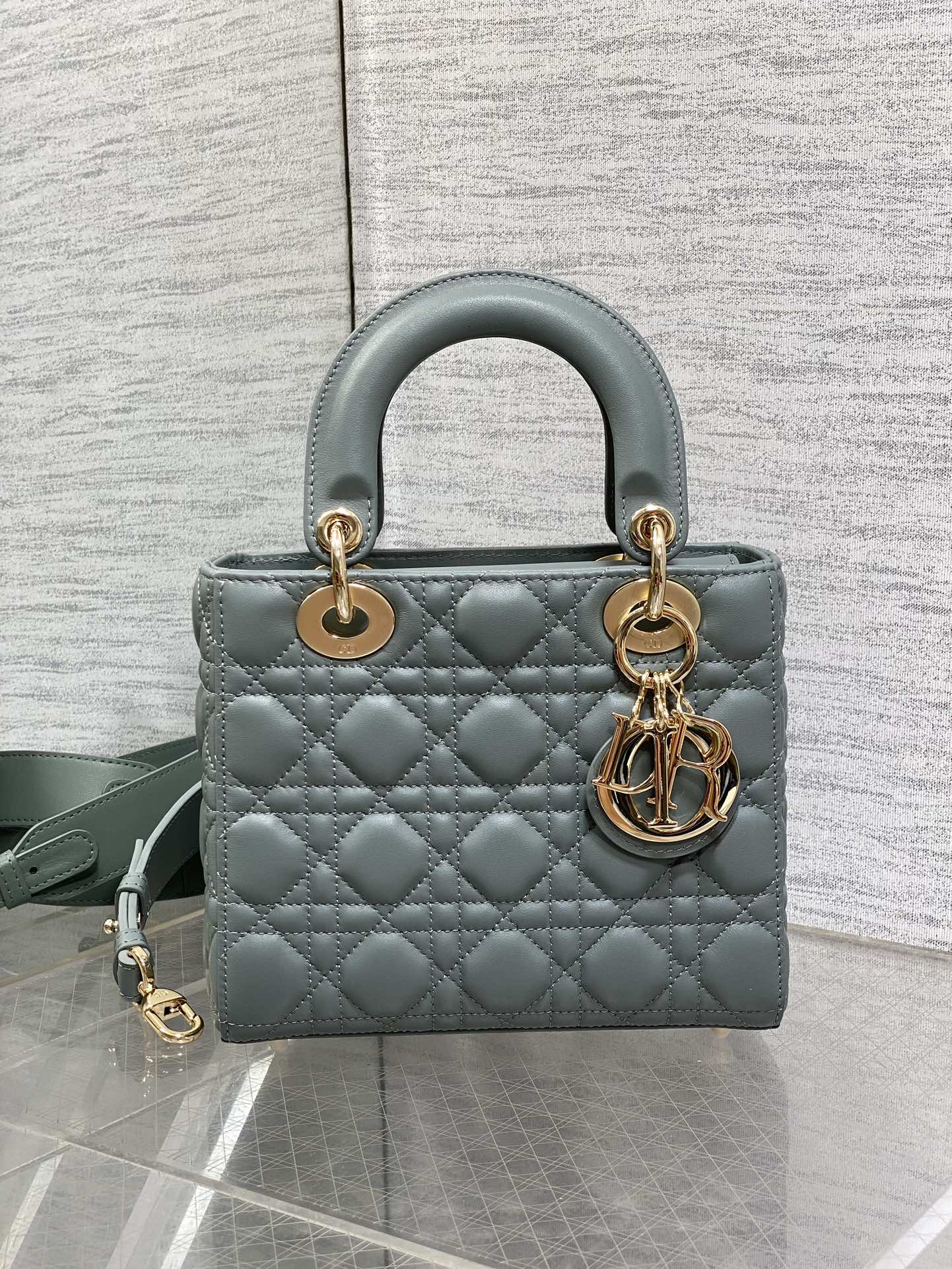 Small Lady Dior My ABCDior Bag M0538 Green Cannage Lambskin - Default Title - View 3