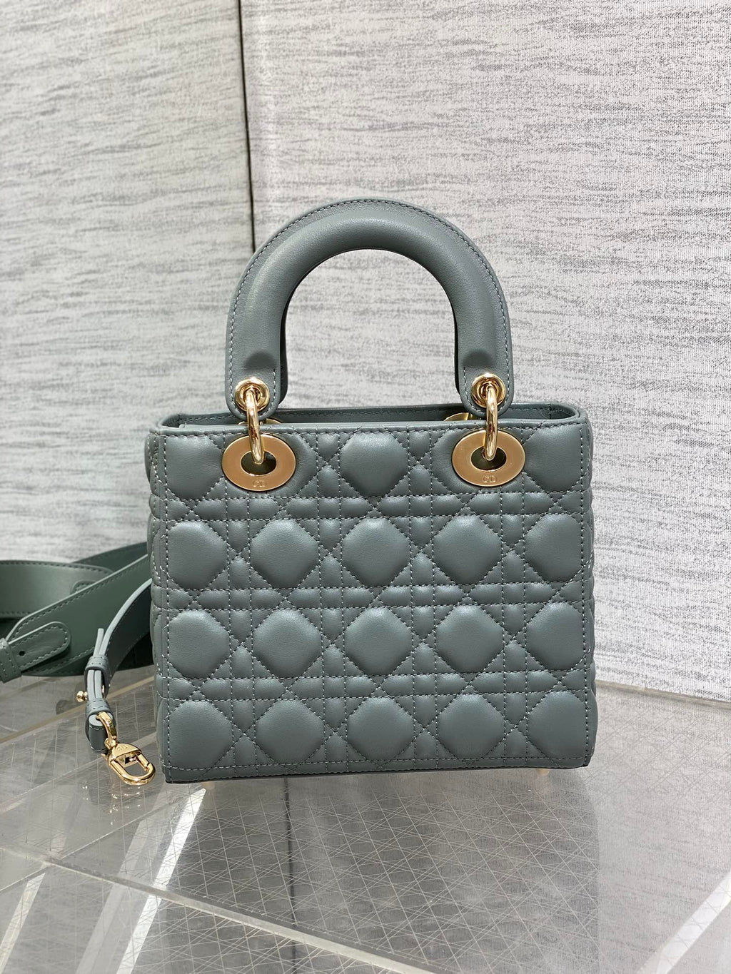Small Lady Dior My ABCDior Bag M0538 Green Cannage Lambskin - Default Title - View 6