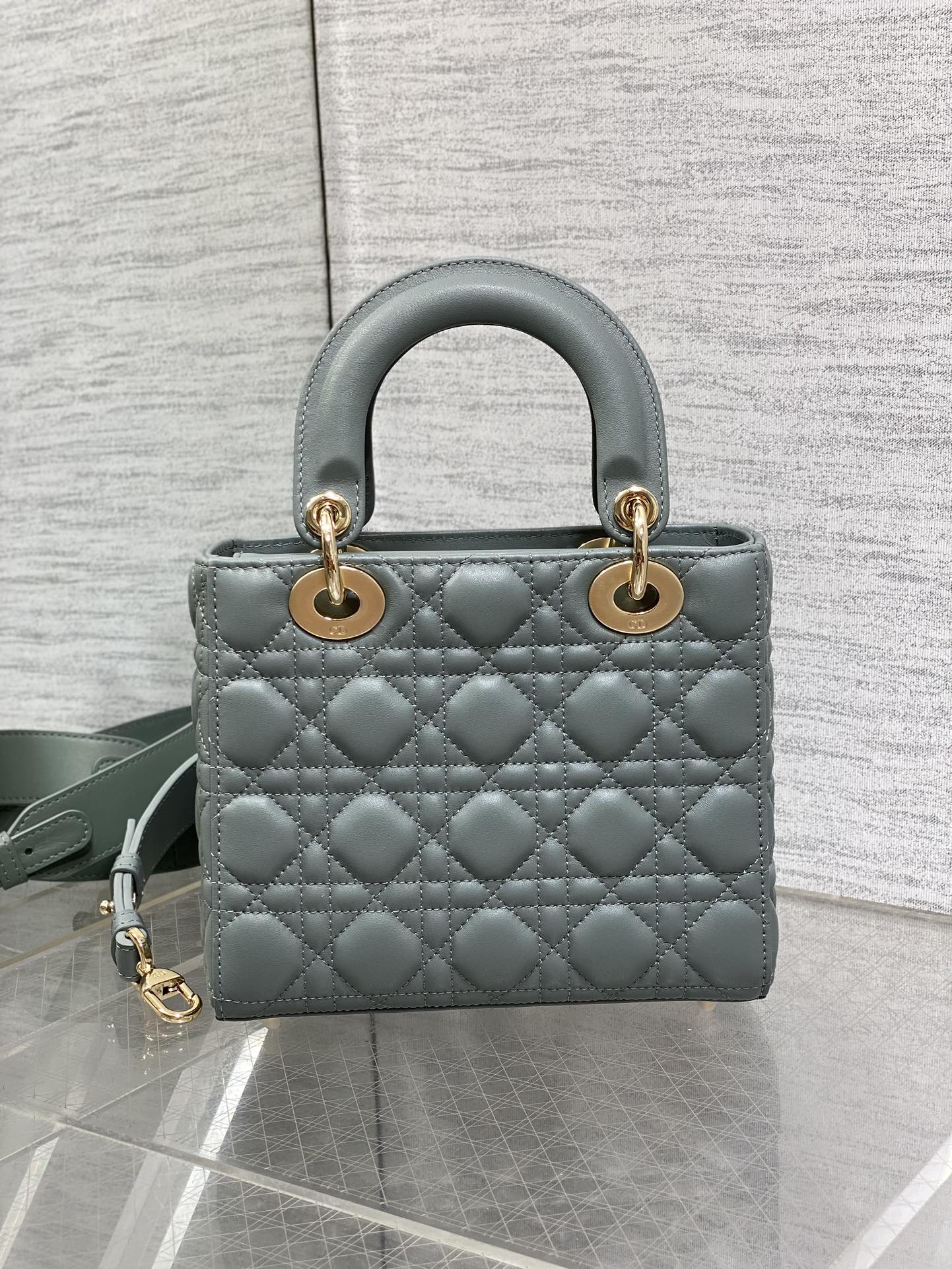 Small Lady Dior My ABCDior Bag M0538 Green Cannage Lambskin - Default Title - View 6