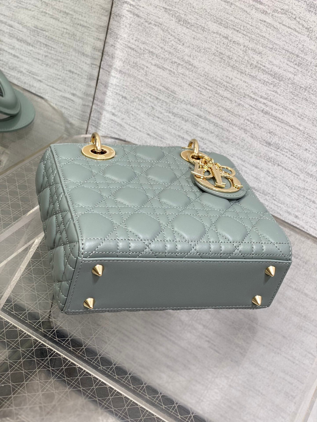 Small Lady Dior My ABCDior Bag M0538 Green Cannage Lambskin - Default Title - View 7