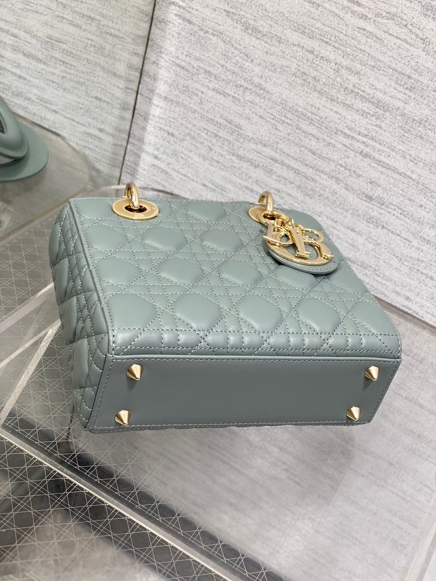 Small Lady Dior My ABCDior Bag M0538 Green Cannage Lambskin - Default Title - View 7