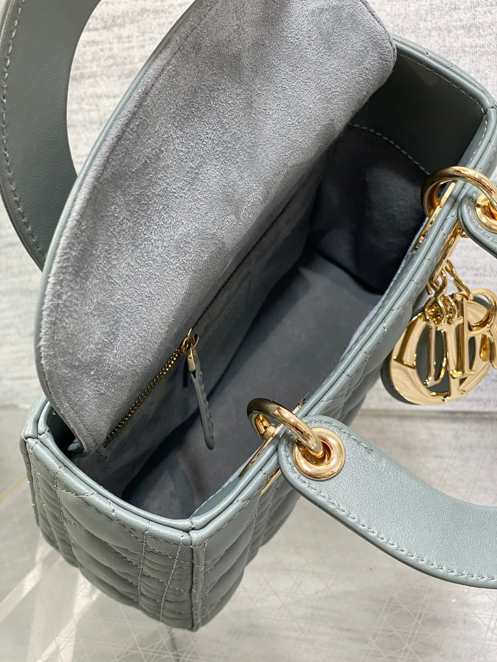 Small Lady Dior My ABCDior Bag M0538 Green Cannage Lambskin - Default Title - View 8