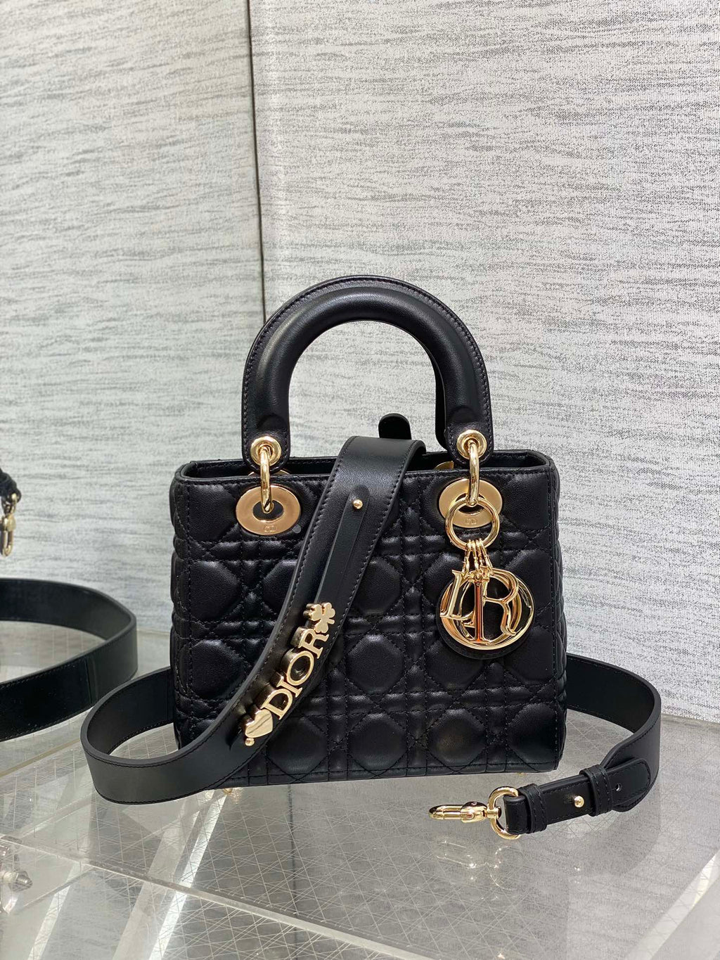 Small Lady Dior My ABCDior Bag M0538 Black Cannage Lambskin - Default Title - View 2