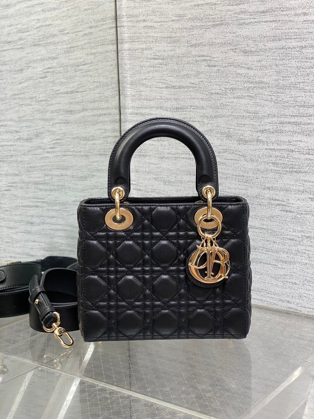 Small Lady Dior My ABCDior Bag M0538 Black Cannage Lambskin - Default Title - View 3