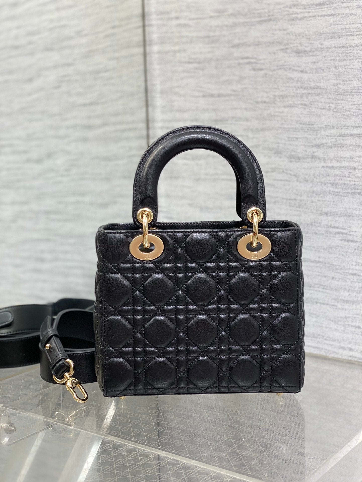 Small Lady Dior My ABCDior Bag M0538 Black Cannage Lambskin - Default Title - View 5
